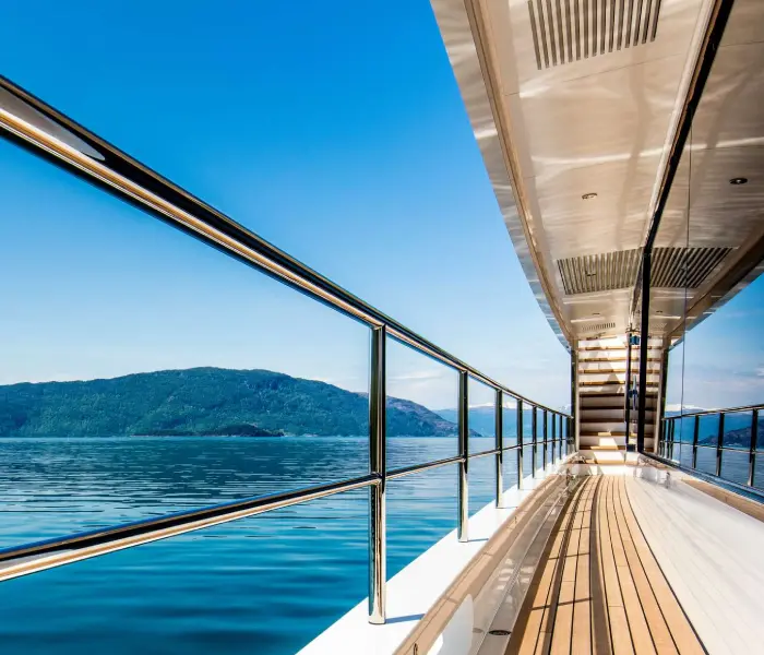 Canadian coast seen from a private yacht deck
