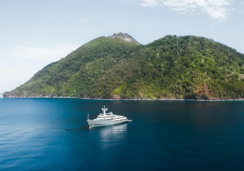 Island passage during a private yacht journey
