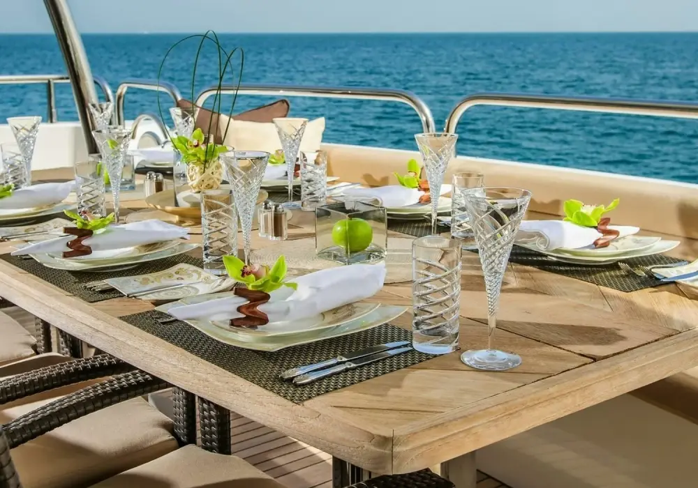 Private dining arranged on a yacht
