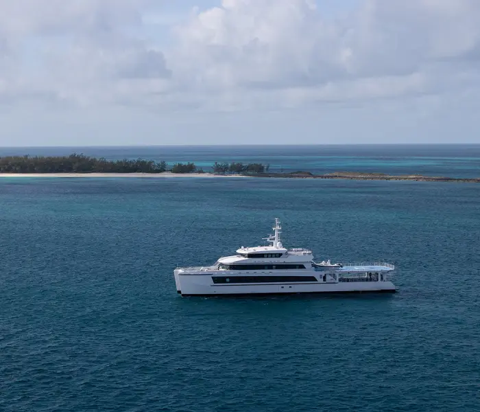 Luxury yacht underway on the Canadian Pacific coast